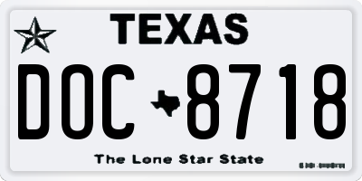 TX license plate DOC8718
