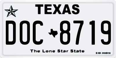 TX license plate DOC8719