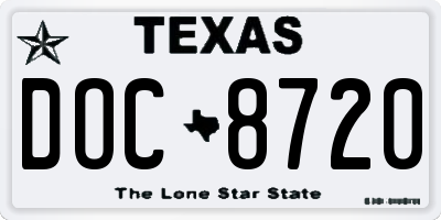 TX license plate DOC8720