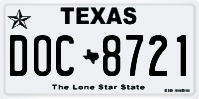 TX license plate DOC8721
