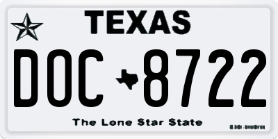 TX license plate DOC8722