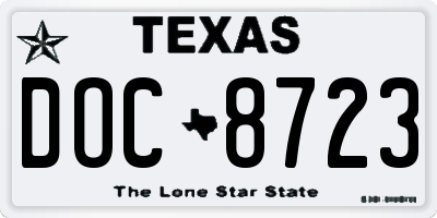 TX license plate DOC8723