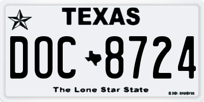 TX license plate DOC8724