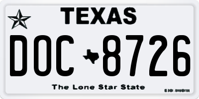 TX license plate DOC8726