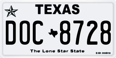 TX license plate DOC8728