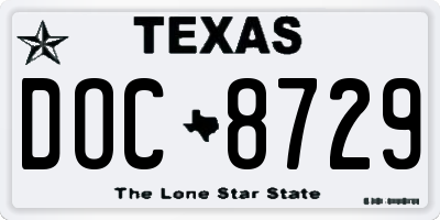 TX license plate DOC8729