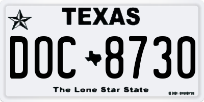 TX license plate DOC8730