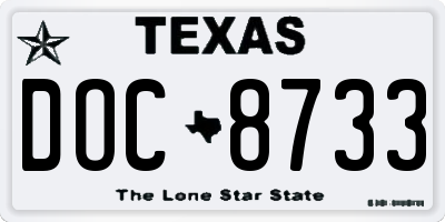 TX license plate DOC8733