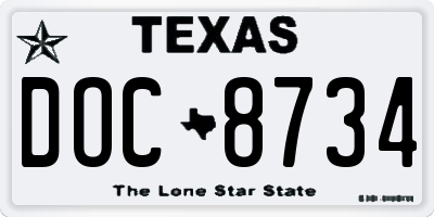 TX license plate DOC8734