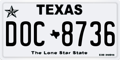 TX license plate DOC8736