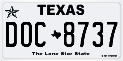 TX license plate DOC8737