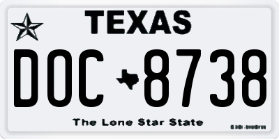 TX license plate DOC8738