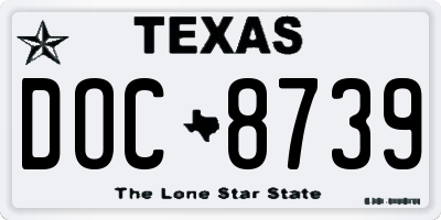 TX license plate DOC8739