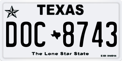 TX license plate DOC8743