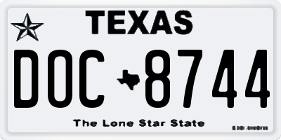TX license plate DOC8744
