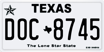 TX license plate DOC8745