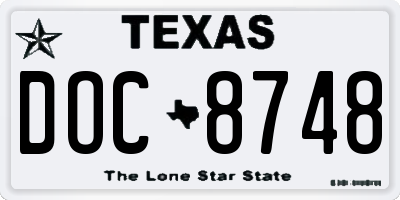 TX license plate DOC8748