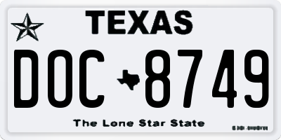TX license plate DOC8749