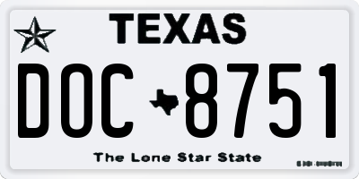 TX license plate DOC8751