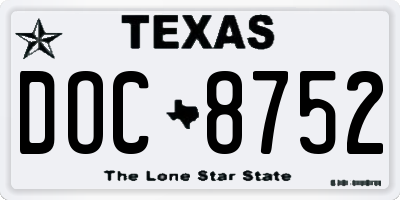 TX license plate DOC8752
