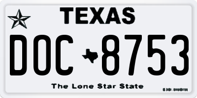 TX license plate DOC8753