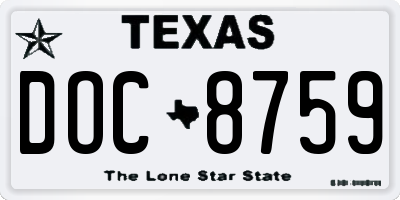 TX license plate DOC8759