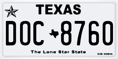 TX license plate DOC8760