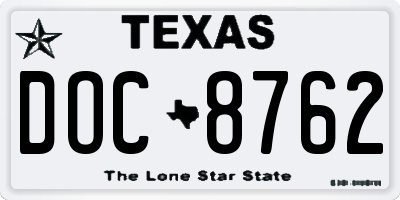 TX license plate DOC8762