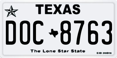 TX license plate DOC8763
