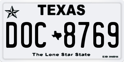 TX license plate DOC8769