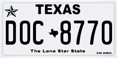 TX license plate DOC8770