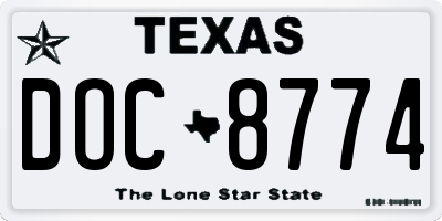 TX license plate DOC8774