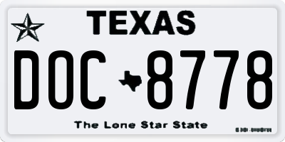 TX license plate DOC8778
