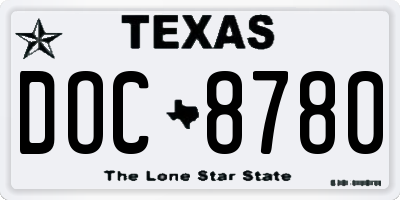 TX license plate DOC8780