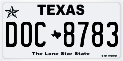 TX license plate DOC8783