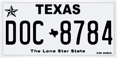 TX license plate DOC8784