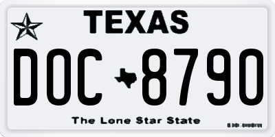 TX license plate DOC8790