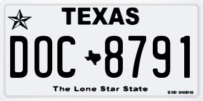 TX license plate DOC8791
