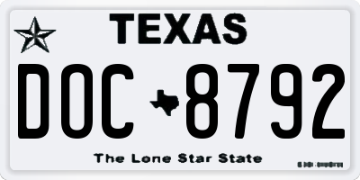 TX license plate DOC8792