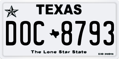 TX license plate DOC8793