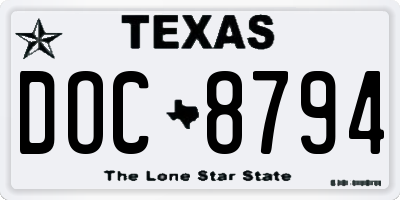 TX license plate DOC8794