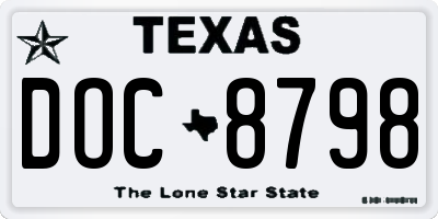 TX license plate DOC8798