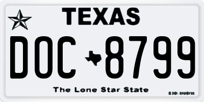TX license plate DOC8799