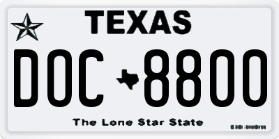 TX license plate DOC8800