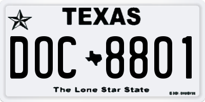 TX license plate DOC8801
