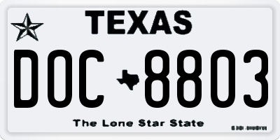 TX license plate DOC8803