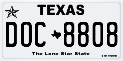TX license plate DOC8808