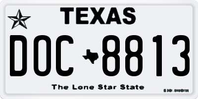 TX license plate DOC8813