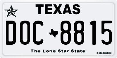 TX license plate DOC8815