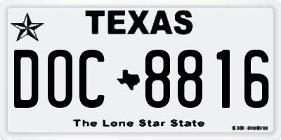 TX license plate DOC8816
